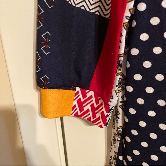 Plus patchwork tie neck a-line dress - Picture 2 of 6